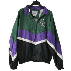 Vintage STARTER Colorado Rockies 1995 Coors Field Staff Windbreaker Jacket Zip